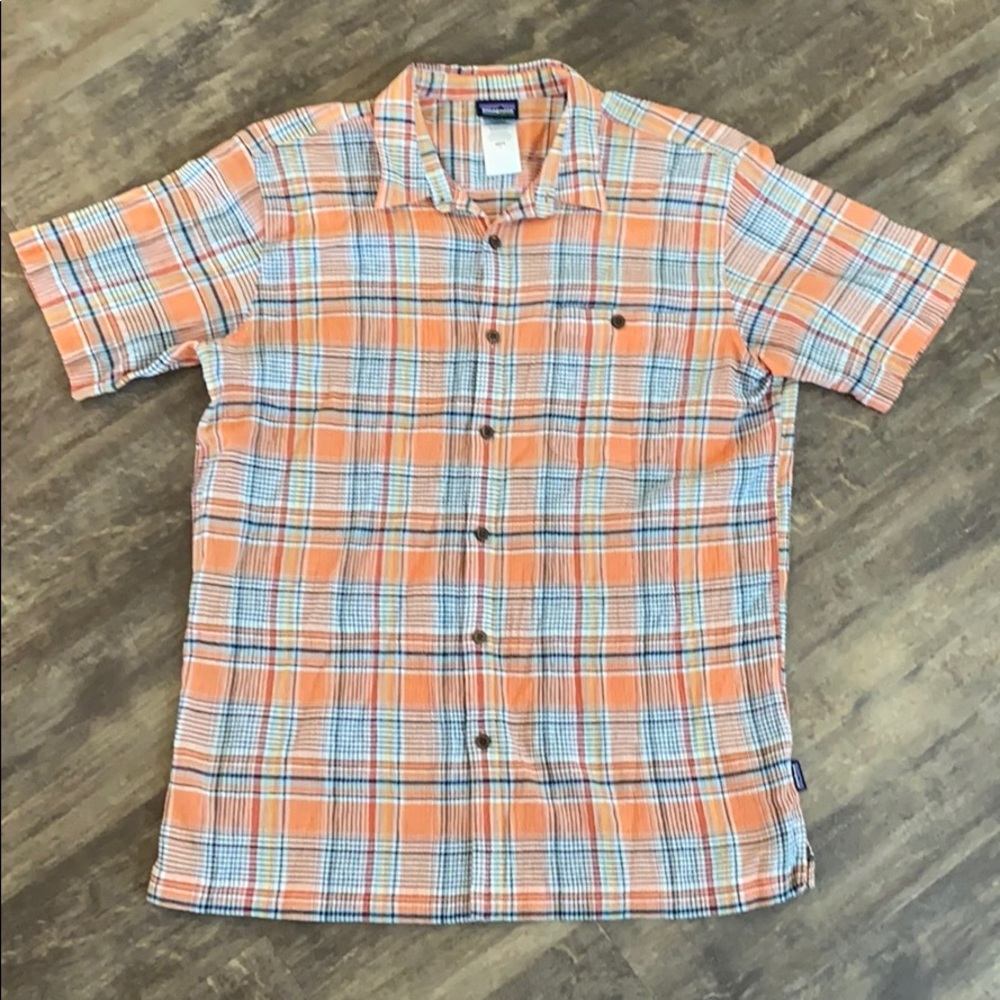 Patagonia orange plaid shirt size large